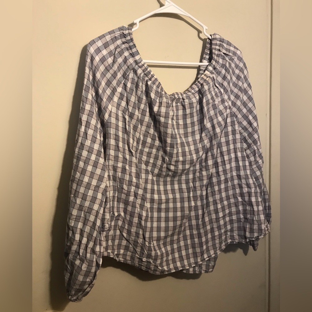 ANA Women’s Off-Shoulder Plaid Top Size XXL